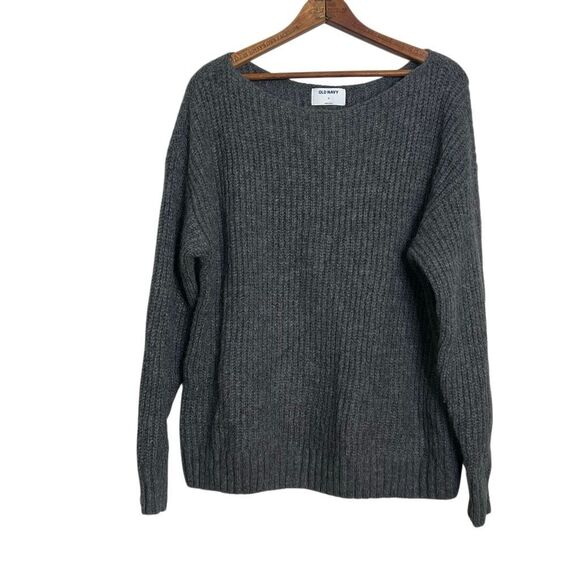 Old Navy Slouchy Cozy Boat Neck Knit Pullover Sweater Charcoal Gray Size XL - Picture 2 of 8